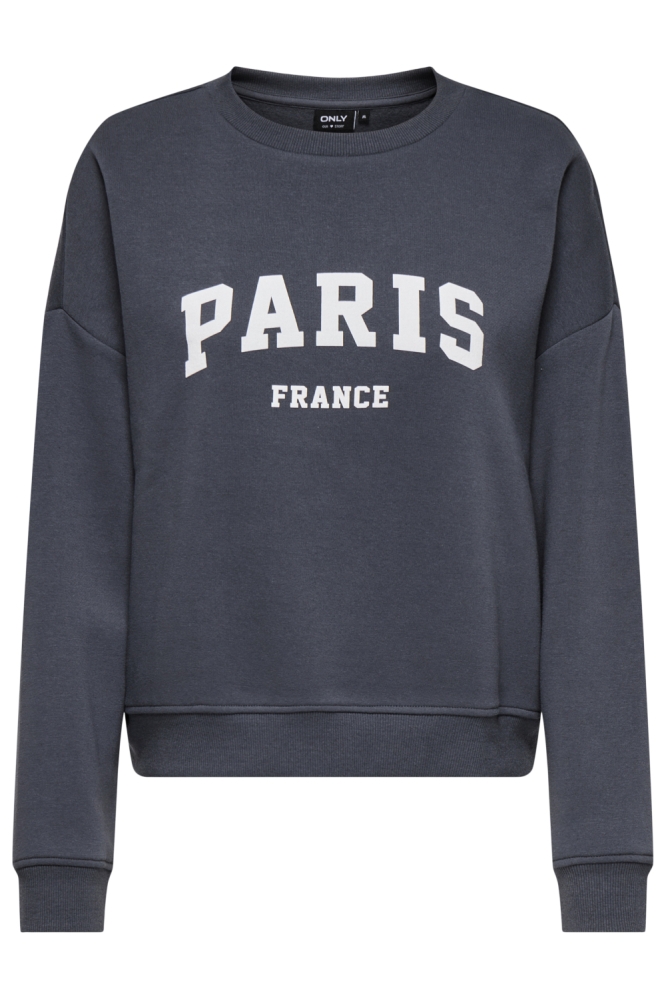 ONLSWEAT LIFE L/S CREW O.SIZE STATE 15254183 INDIA INK/PARIS FRANCE